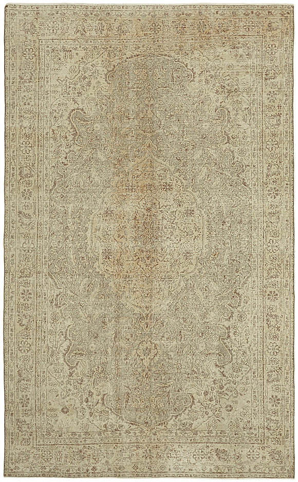 7x11 Beige Turkish Vintage Area Rug - 46044