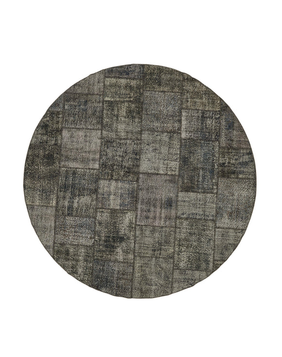 10x10 Grey Round Patchwork Rug - 46133