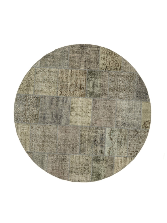 8x8 Grey Round Patchwork Rug - 46135