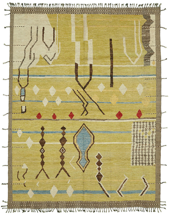 10x12 Yellow Modern Tribal Rug - 46224