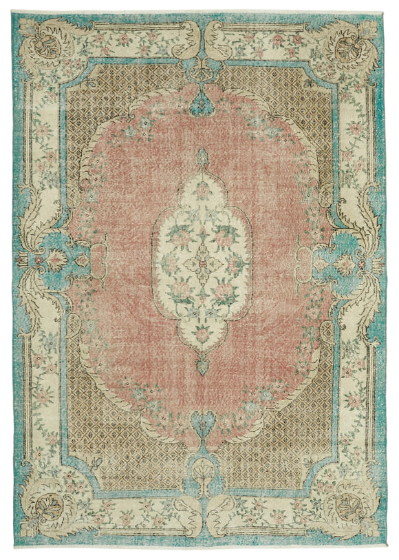 7x10 Vintage Turkish Hand-Knotted Rug - 46307