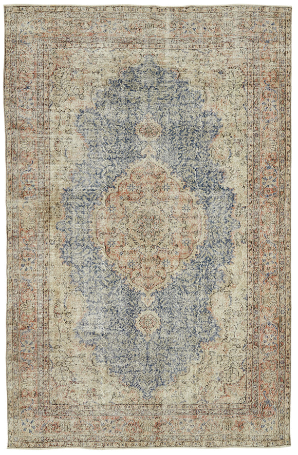 7x11 Vintage Turkish Hand-Knotted Rug - 47351