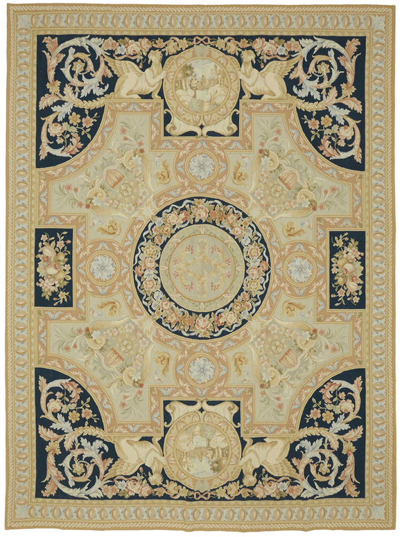 9x12 Beige Aubusson Kilim - 47368