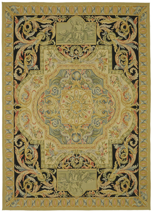 9x12 Beige Aubusson Kilim - 47372