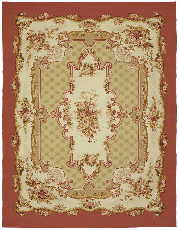 9x12 Beige Aubusson Kilim - 47374