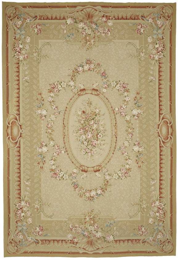 10x14 Beige Aubusson Kilim - 47379