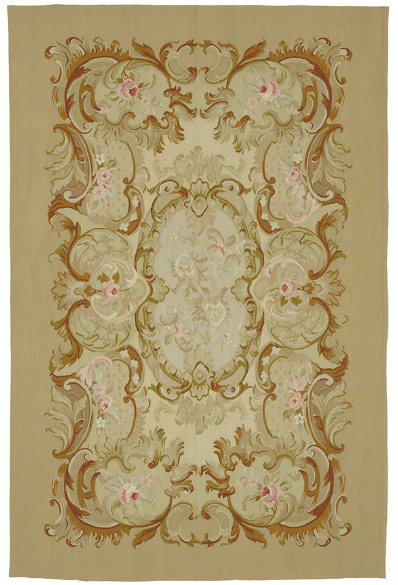 6x9 Beige Aubusson Kilim - 47380