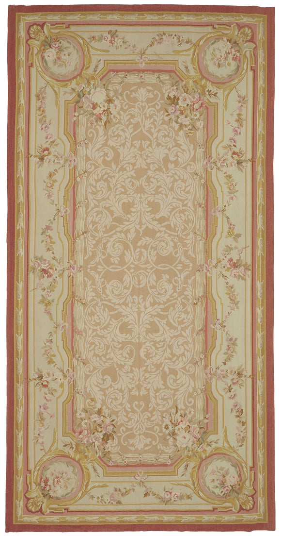 7x13 Beige Aubusson Kilim - 47382