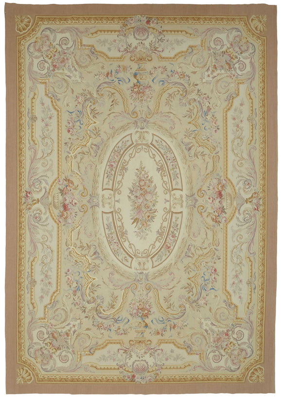 10x14 Beige Aubusson Kilim - 47391