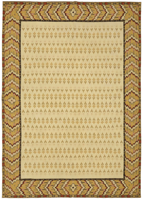 9x13 Beige Aubusson Kilim - 47394