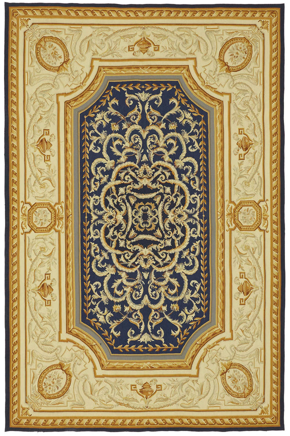 6x9 Beige Aubusson Kilim - 47395