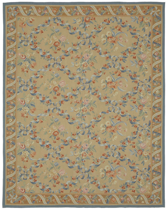 8x10 Beige Aubusson Kilim - 47398
