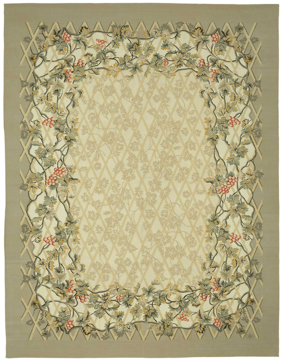 9x12 Beige Aubusson Kilim - 47402