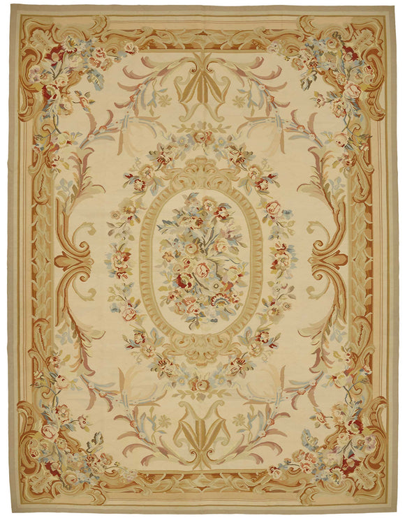 9x12 Beige Aubusson Kilim - 47406