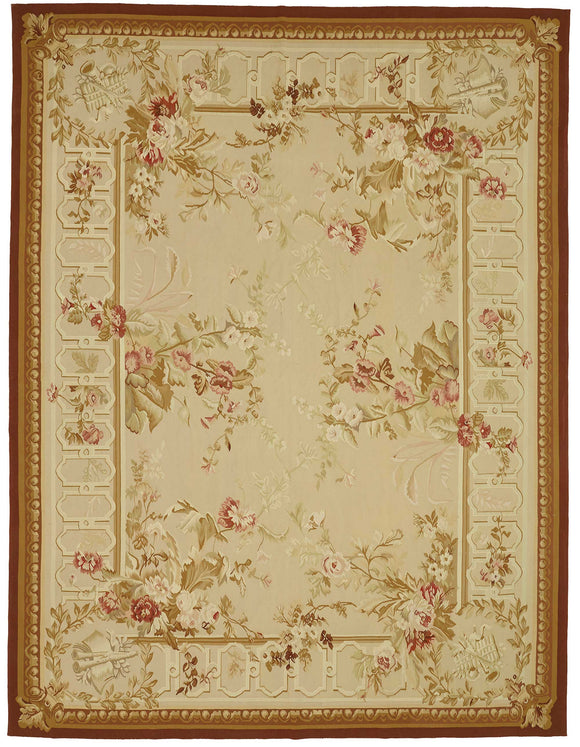 9x12 Beige Aubusson Kilim - 47410