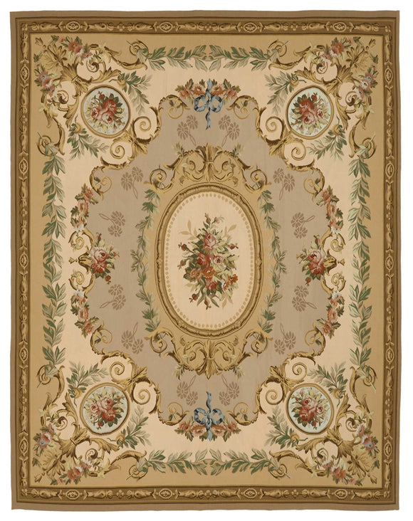 9x11 Beige Aubusson Kilim - 47419