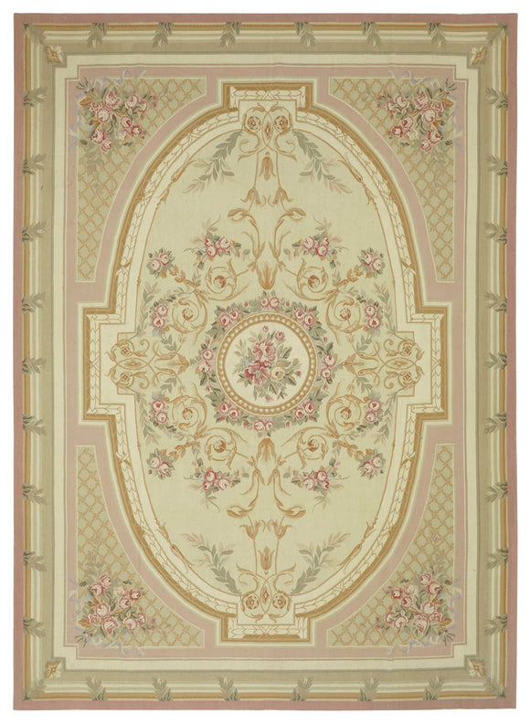 10x14 Beige Aubusson Kilim - 47424