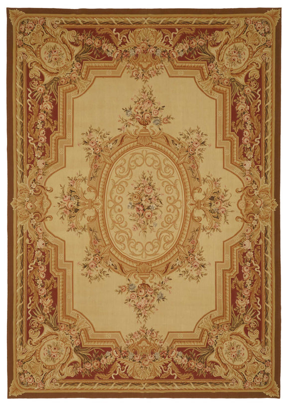 10x14 Beige Aubusson Kilim - 47425