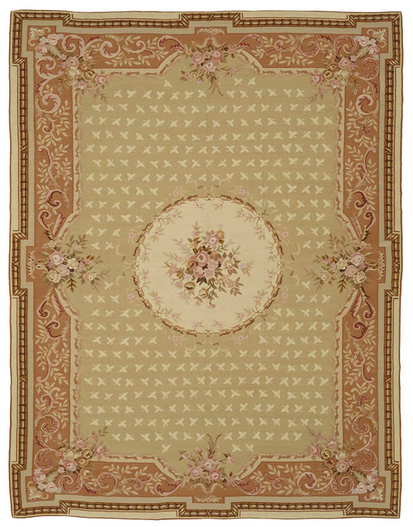 9x11 Beige Aubusson Kilim - 47428