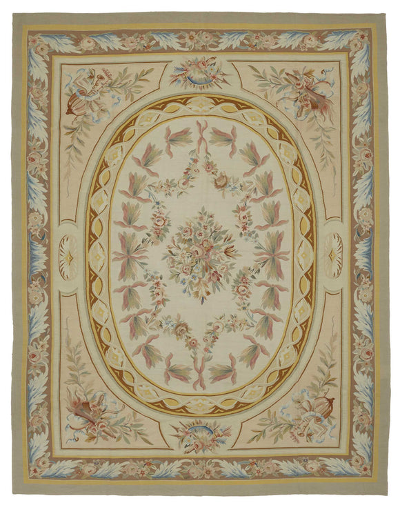 9x12 Beige Aubusson Kilim - 47436