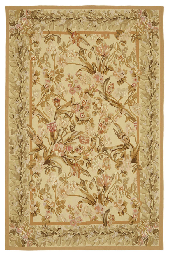 6x9 Beige Aubusson Kilim - 47442