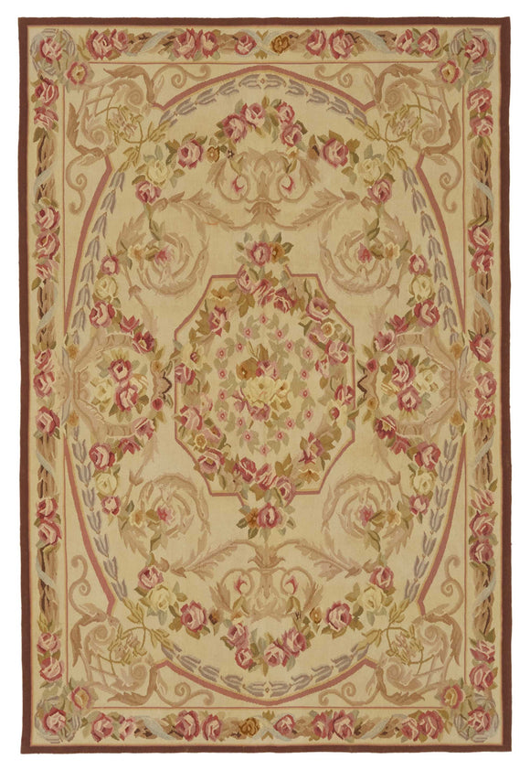 4x6 Beige Aubusson Kilim - 47444