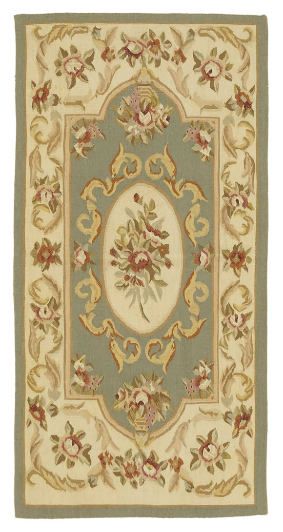 2x5 Beige Aubusson Kilim - 47446