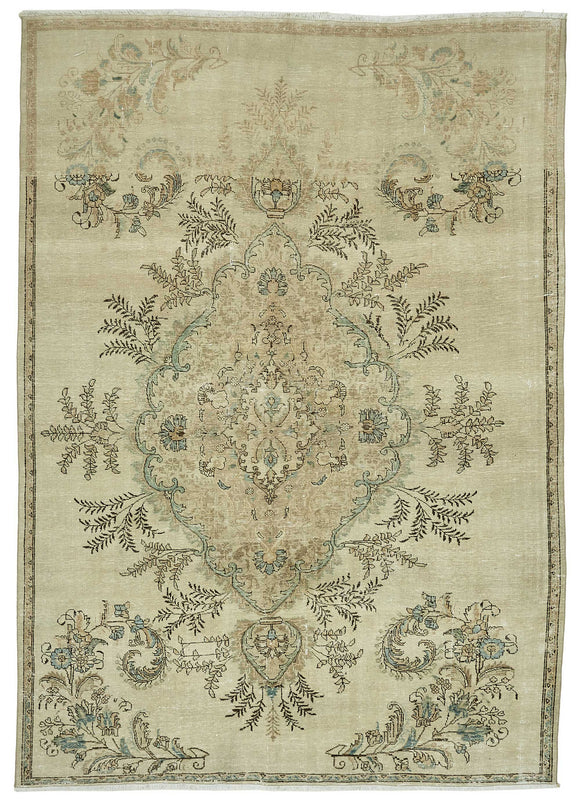 8x11 Beige Vintage Large Area Rug - 47670