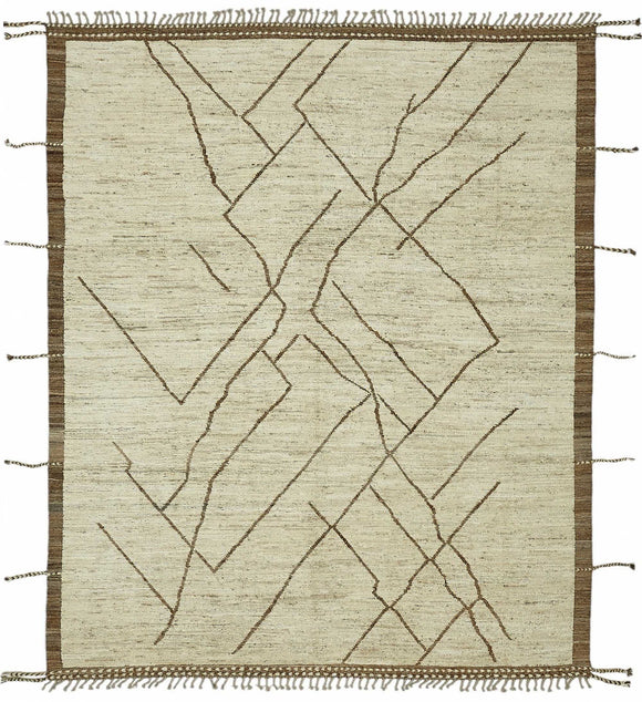 8x10 Beige Modern Tribal Rug - 47876