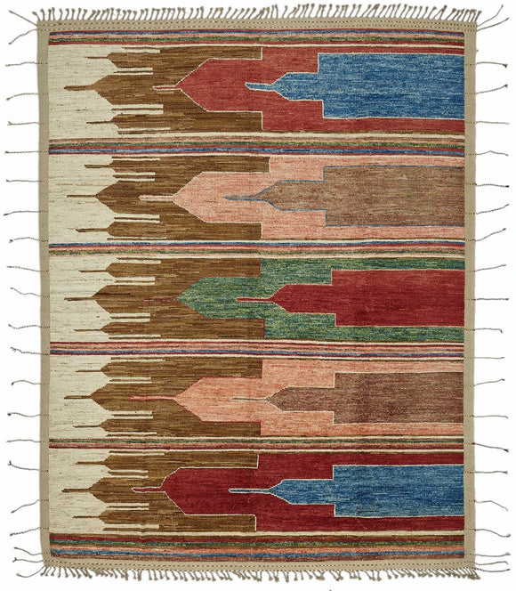 9x11 Multicolor Modern Tribal Rug - 47884