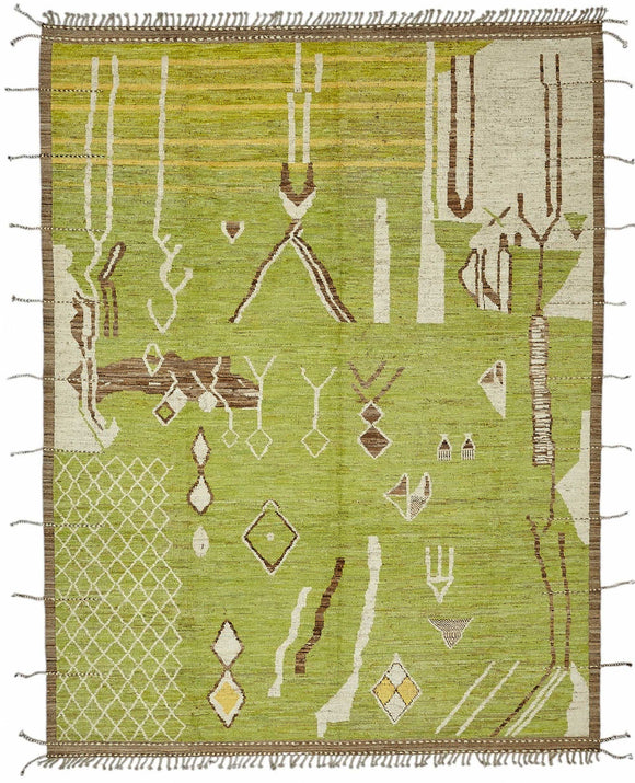 9x12 Green Modern Tribal Rug - 47890