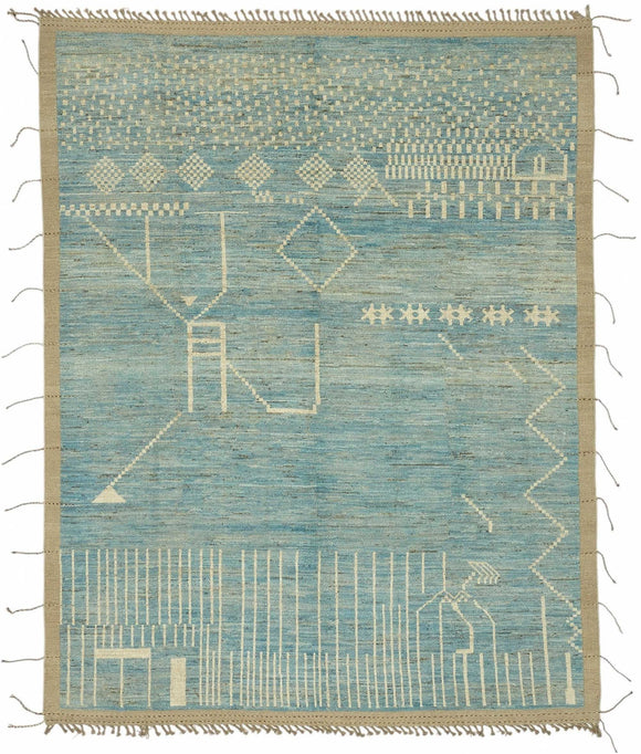 9x12 Blue Modern Tribal Rug - 47893
