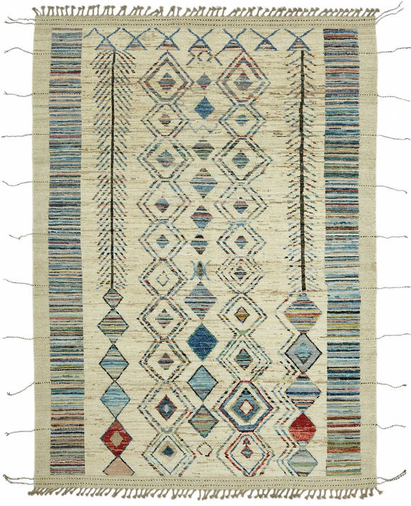 7x10 Beige Modern Tribal Rug - 47911