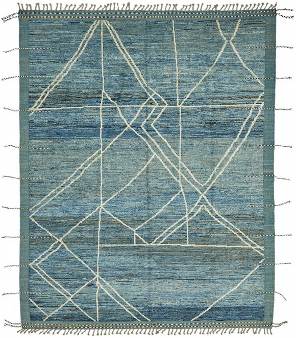 8x10 Blue Modern Tribal Rug - 47925