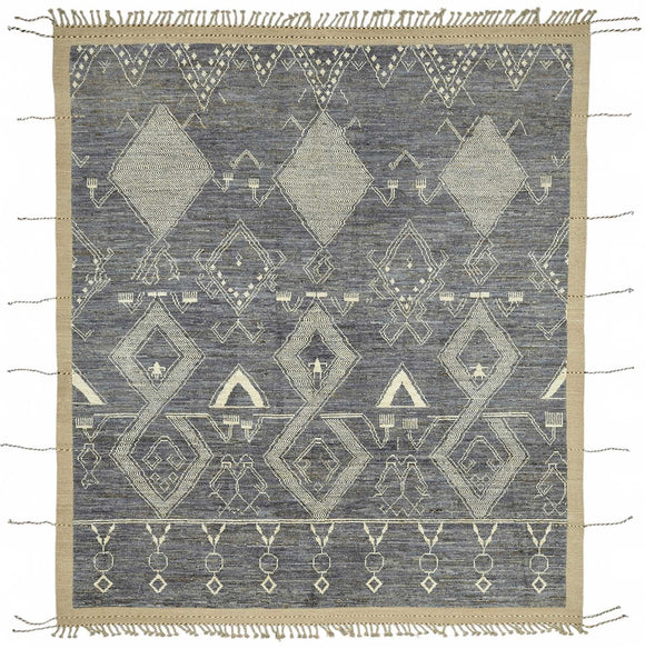 8x10 Blue Modern Tribal Rug - 47932