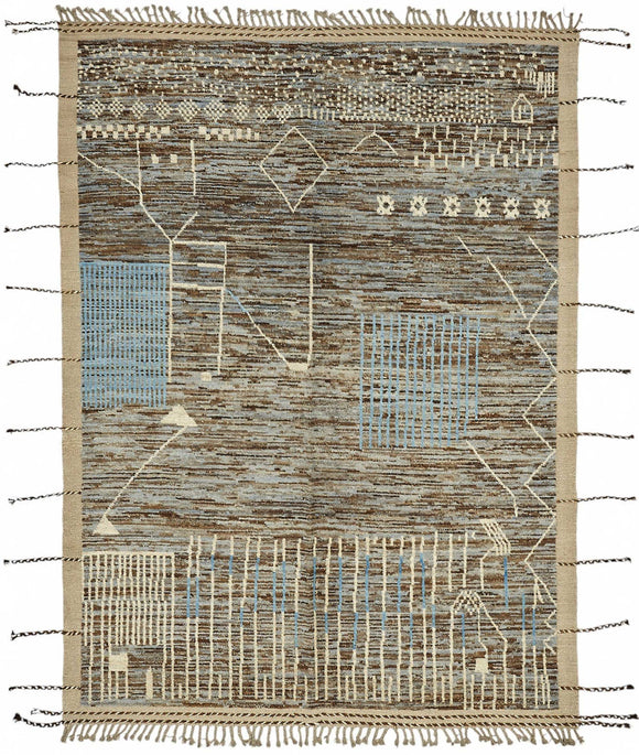 7x10 Brown Modern Tribal Rug - 47944