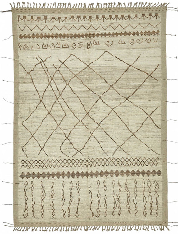 7x10 Beige Modern Tribal Rug - 48076