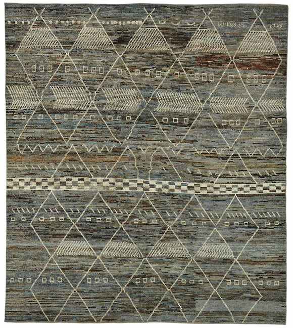 9x10 Blue Modern Tribal Rug - 48081