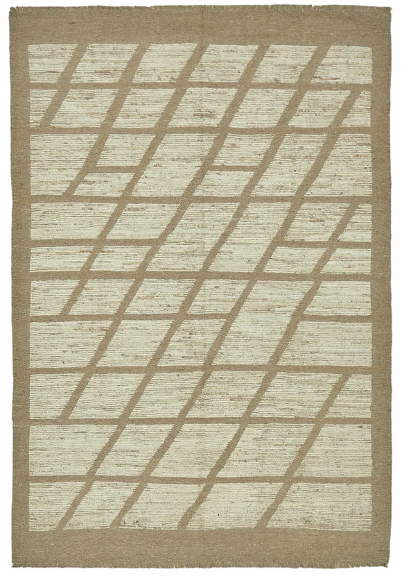 7x10 Beige Modern Tribal Rug - 48086
