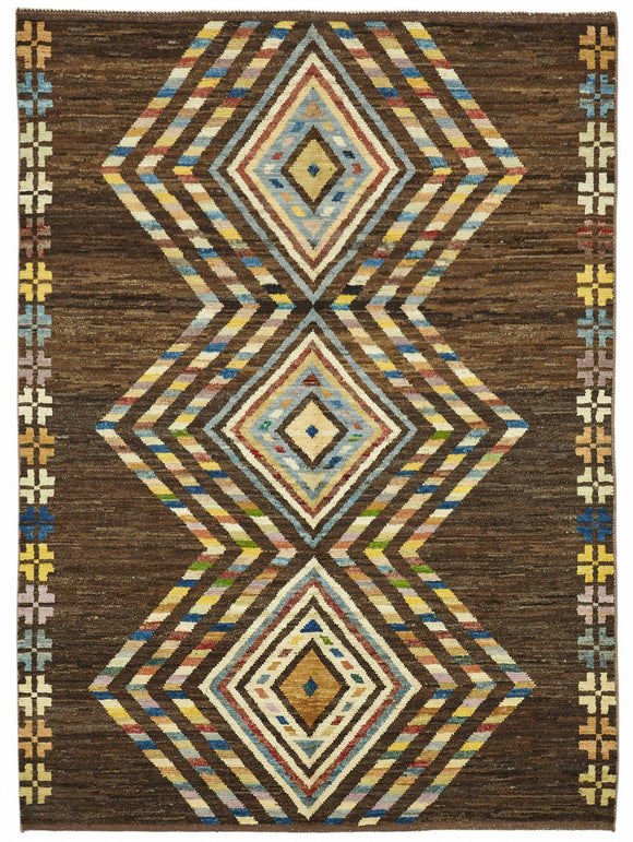 6x8 Brown Modern Tribal Rug - 48092