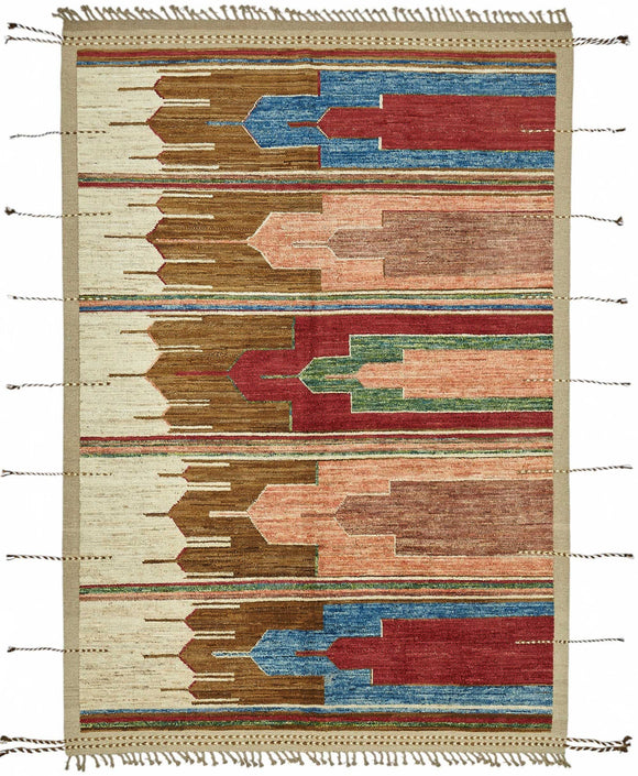 7x10 Multicolor Modern Tribal Rug - 48093