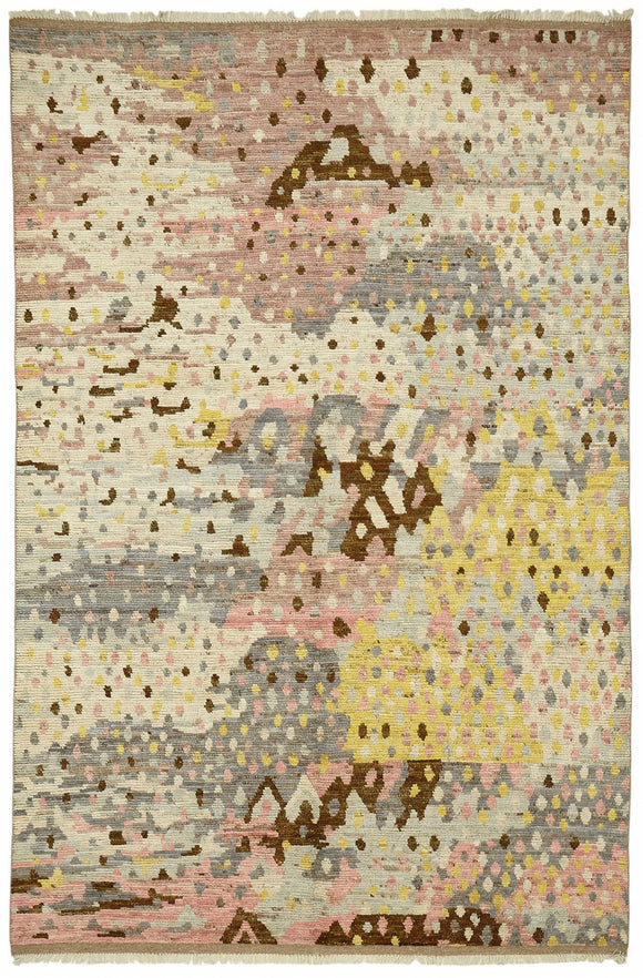 6x10 Beige Modern Tribal Rug - 48094