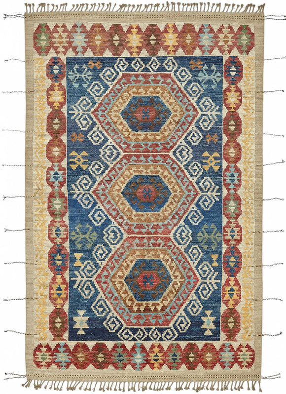 7x10 Multicolor Modern Tribal Rug - 48096