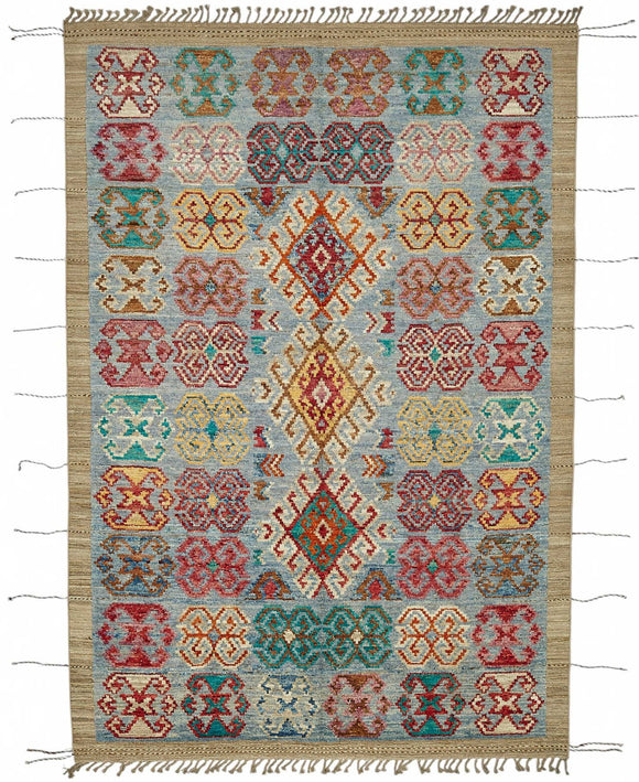 7x10 Multicolor Modern Tribal Rug - 48097