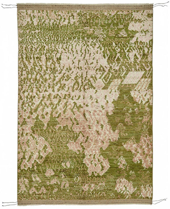 7x10 Green Modern Tribal Rug - 48101