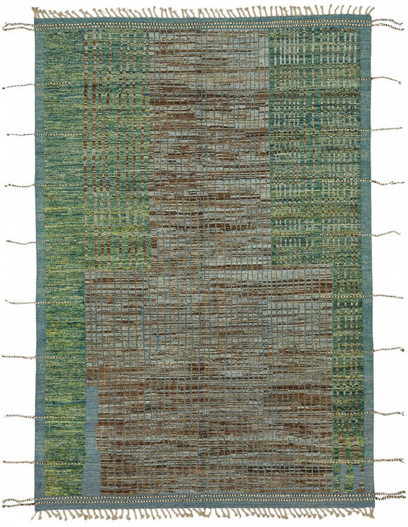 7x10 Green Modern Tribal Rug - 48103