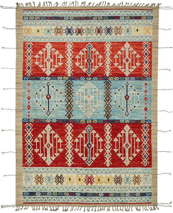 7x10 Multicolor Modern Tribal Rug - 48111
