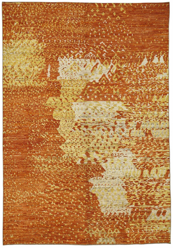 7x9 Orange Modern Tribal Rug - 48112