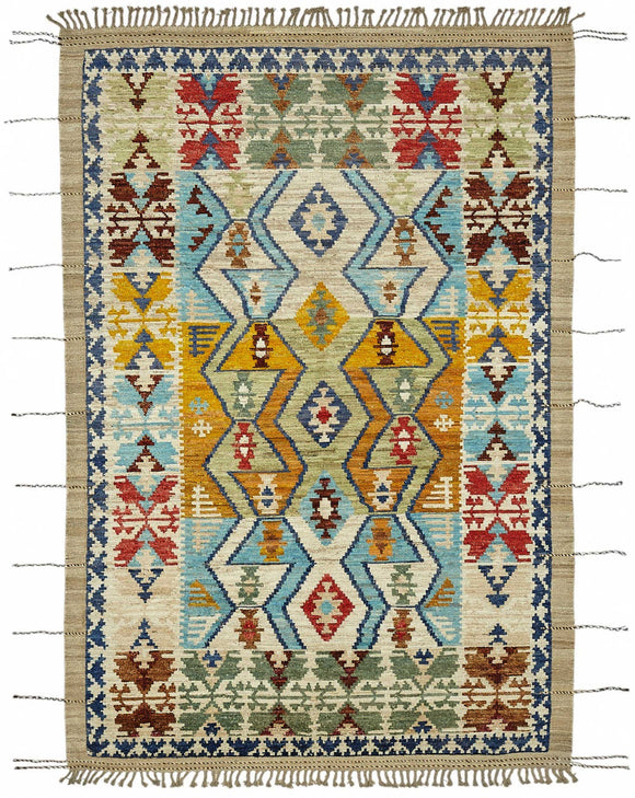 7x10 Multicolor Modern Tribal Rug - 48115