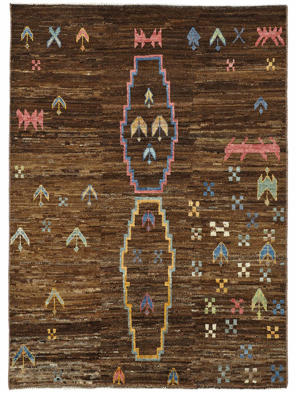 5x7 Brown Modern Tribal Rug - 48121